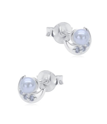 Pearl Moon Crystal Silver Stud Earring STS-6125